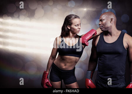 Image composite de l'homme et de la femme de boxer Banque D'Images