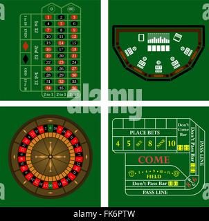 Jeu de Casino sur fond vert. Vector illustration. Illustration de Vecteur