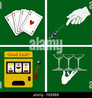 Jeu de Casino sur fond vert. Vector illustration. Illustration de Vecteur