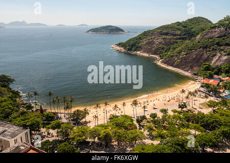 Vue aérienne de la célèbre plage de Praia Vermelha, Rio de Janeiro, Brésil Banque D'Images