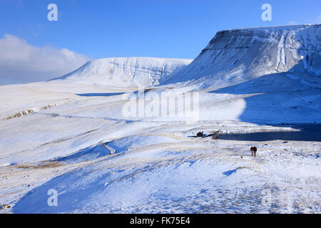 Llyn y Fan Fach Llanddeusant (Y Mynydd Du) Montagne Noire Parc national de Brecon Beacons Carmarthenshire au Pays de Galles en hiver Banque D'Images