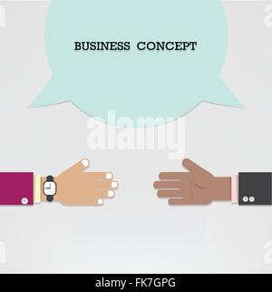 Businessman mains avec bulle .Handshake ou concept de partenariat, réunion d'affaires idée. Vector illustration Illustration de Vecteur