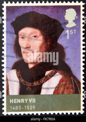 Royaume-uni - circa 2009 : timbre imprimé en Grande-Bretagne montre portrait du roi Henri VII d'Angleterre, vers 2009 Banque D'Images