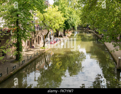 Canal Oudegracht à Utrecht, Pays-Bas Banque D'Images