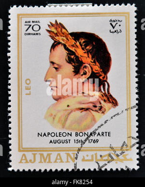 AJMAN - circa 1970 : timbre imprimé en Ajman montre Napoléon Bonaparte, vers 1970 Banque D'Images