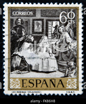 Espagne - circa 1959 : timbre imprimé en Espagne montre Las Meninas de Velázquez, circa 1959 Banque D'Images