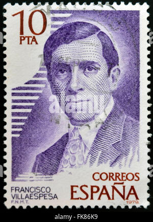 Espagne - circa 1979 : timbre imprimé en Espagne montre Francisco Villaespesa, vers 1979. Banque D'Images