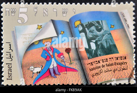 Israël - circa 1994 : un timbre-poste imprimé en Israël montre une image du Petit Prince un roman d'Antoine de Saint-Exupéry Banque D'Images