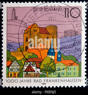 Allemagne - circa 1998 : timbres en Allemagne montre Ville de Bad Frankenhausen, vers 1998. Banque D'Images