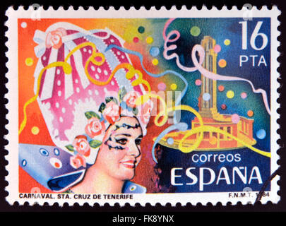 Espagne - circa 1984 : timbres en Espagne affiche Carnaval de Santa Cruz de Tenerife, vers 1984 Banque D'Images