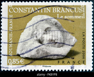 FRANCE - circa 2006 : timbre imprimé en France montre des sculptures de Constantin Brancusi, circa 2006 Banque D'Images