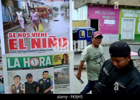 El Niño - Kiosque à PAITA. .Département de Piura au Pérou Banque D'Images