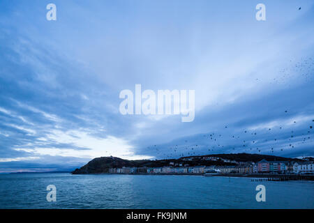 La vue depuis la jetée nord vers Aberystwyth à Constitution Hill. Banque D'Images