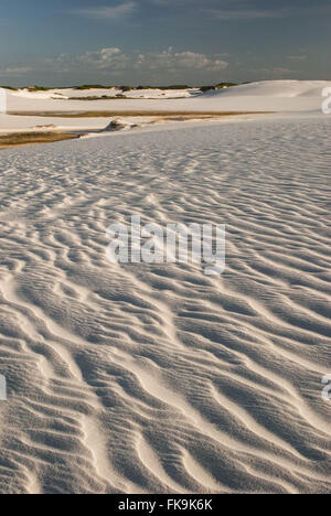 Dunes dans le lagon bleu de Parc National Lencois Maranhão Banque D'Images