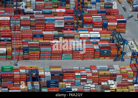 TECON - terminal conteneurs sur la rive gauche du port de Santos Banque D'Images