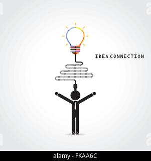 Ampoule Lumière créative et symbole de connexion connaissances signe. Concept d'affaires et d'éducation. Vector illustration Illustration de Vecteur