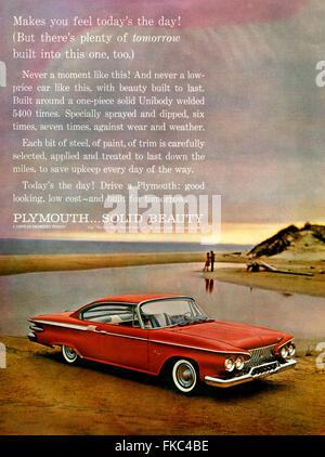 1960 Plymouth annonce Magazine USA Banque D'Images