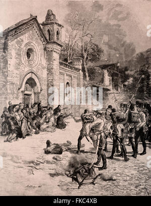 Risorgimento italien 15 mai 1848 Massacre de Castelnuovo del Garda - Castelnuovo massacre et déportation de Vérone otages, y compris Don Antonio Oliosi Banque D'Images