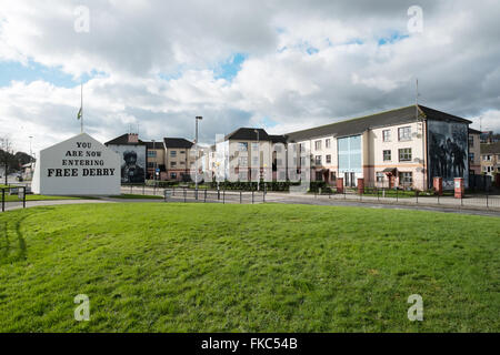 Free Derry Corner et trois fresques murales Derry Londonderry en Irlande du Nord Banque D'Images