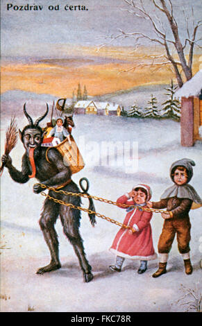 Années 1900 L'Allemagne Cartes Postales Poster Krampus Devil Banque D'Images