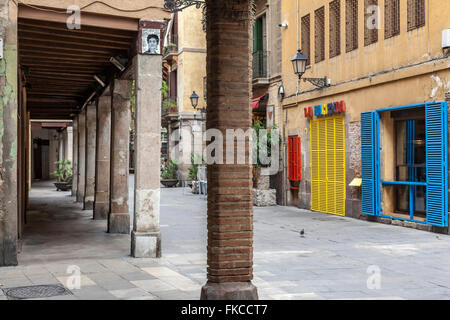 Rue des porches loisir, Barrio de El Born, Barcelone. Banque D'Images