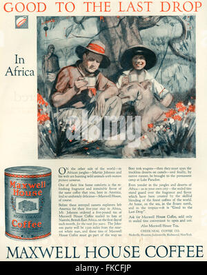 1920 USA Maxwell House Magazine Advert Banque D'Images