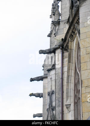 Quatre gargouilles sur la cathédrale de Nevers. Banque D'Images