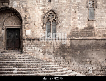 Chapelle Santa Àgata, de style gothique, la Plaça del Rei, barri Gòtic, Barcelone. Banque D'Images