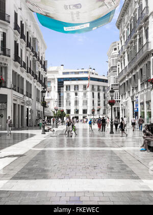 Calle Molina Lario, rue commerçante, quartier piétonnier, Malaga, Costa del Sol, Andalousie, Espagne Banque D'Images