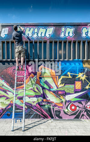 Belgique, Anvers, salles de styles 2015 - Graffiti Banque D'Images