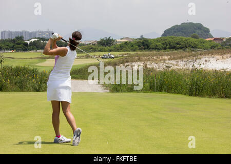 Rio de Janeiro, RJ, Brésil, le 8 mars, 2016 : événement de test pour les Jeux Olympiques de 2016 - Aquece Rio Golf Challenge est organisé sur le site olympique de Golf à Barra da Tijuca et a la participation d'athlètes : Alexandre Rocha, Rafael Barcellos, Miriam Nagl, Rafael Becker, Victoria Lovelady, Luciana Lee, Rodrigo Lee, Daniel Stapff et Candy Hannemann. Banque D'Images