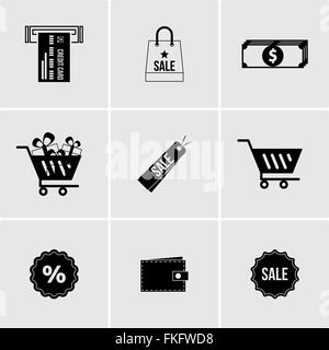 Le noir et blanc ensemble d'icônes Illustration de Vecteur