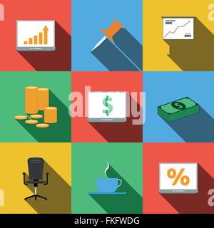 Ensemble d'icônes dans un style plat Illustration de Vecteur