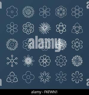 Ensemble de fleurs Contour blanc Illustration de Vecteur