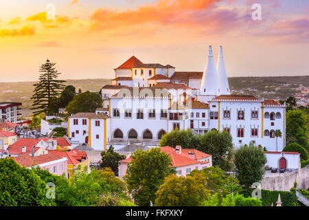 Vieille ville de Sintra, au Portugal, au Palais National de Sintra. Banque D'Images