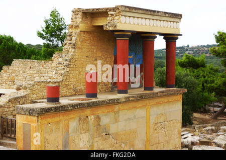 Palais Minoen de Knossos temple reconstruit, île de Crète, Grèce Banque D'Images