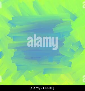 L'encre bleue et verte à la main cadre carré coloré Banque D'Images