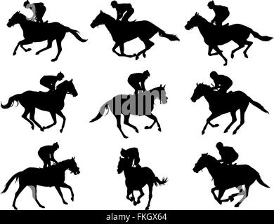 Course chevaux et jockeys - vector silhouettes Illustration de Vecteur