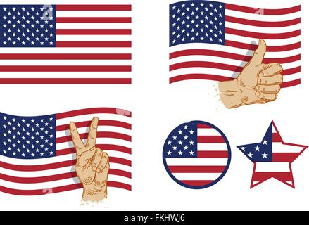 USA flag icon set. vector illustration Illustration de Vecteur