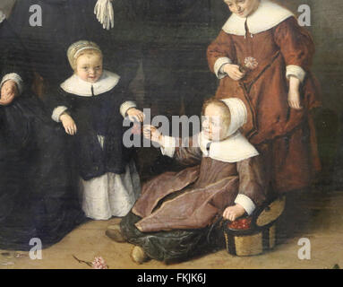 Adriaen van Ostade (1610-1685). Portrait de famille, 1654. Détail. Musée du Louvre. Paris. La France. Banque D'Images