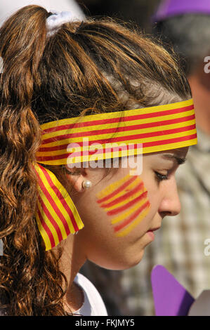 Manifestation politique pour l'indépendance de la Catalogne, le 11 septembre 2015, Barcelone, Catalogne, Espagne. Banque D'Images