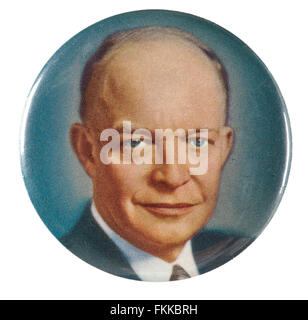 Années 1950, Dwight D. Eisenhower photo pinback broche bouton Banque D'Images
