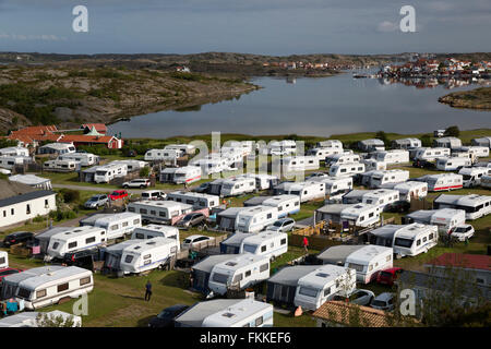 Vue sur Stocken Camping Camping, Stocken, Bohuslän Orust, côte, au sud-ouest de la Suède, Suède, Scandinavie, Europe Banque D'Images