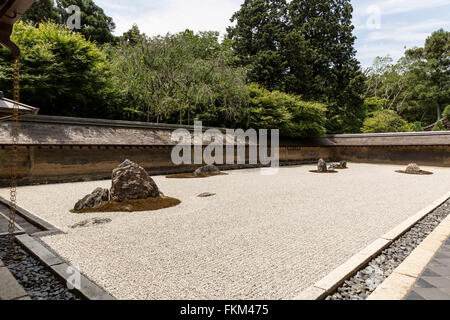 Ryōan-ji Rock Garden, Kyoto, Japon. Banque D'Images