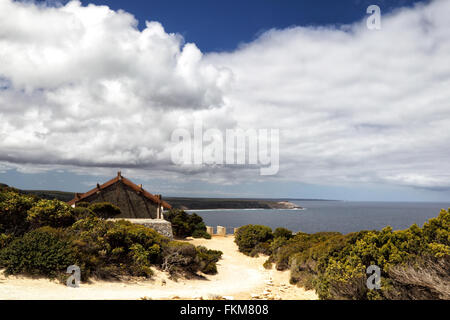 Maison magasin historique à déversoirs Cove, Cape du Couedic, dans le parc national de Flinders Chase sur Kangaroo Island, Australie. Banque D'Images