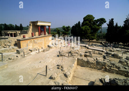 Grèce, Crète, Knossos, Palais Minoen Banque D'Images