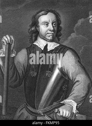 Oliver Cromwell, gravure de portrait par Robert Walker Banque D'Images