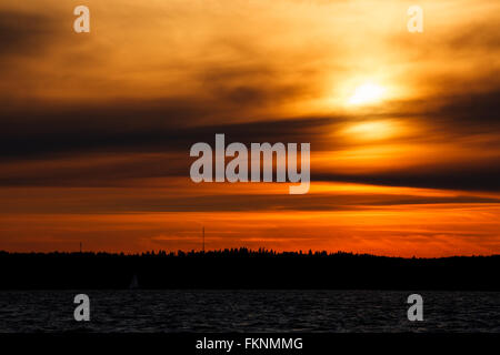 Fiery fond coucher de soleil Banque D'Images