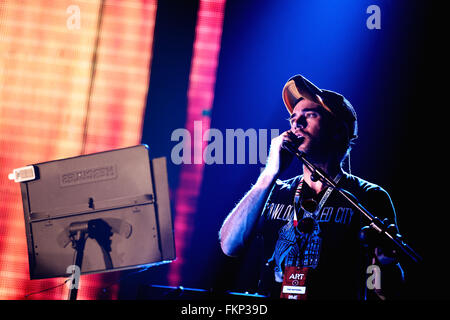 BILBAO, ESPAGNE - NOV 01 : Le National avec Sufjan Stevens (band) musique live show à Bime Festival le 01 novembre 2014 à Bilbao, Banque D'Images