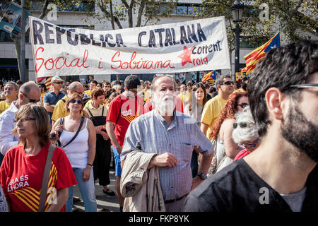 Manifestation politique pour l'indépendance de la Catalogne. Catalunya.Octobre 19, 2014. Barcelone. La Catalogne. L'Espagne. Banque D'Images